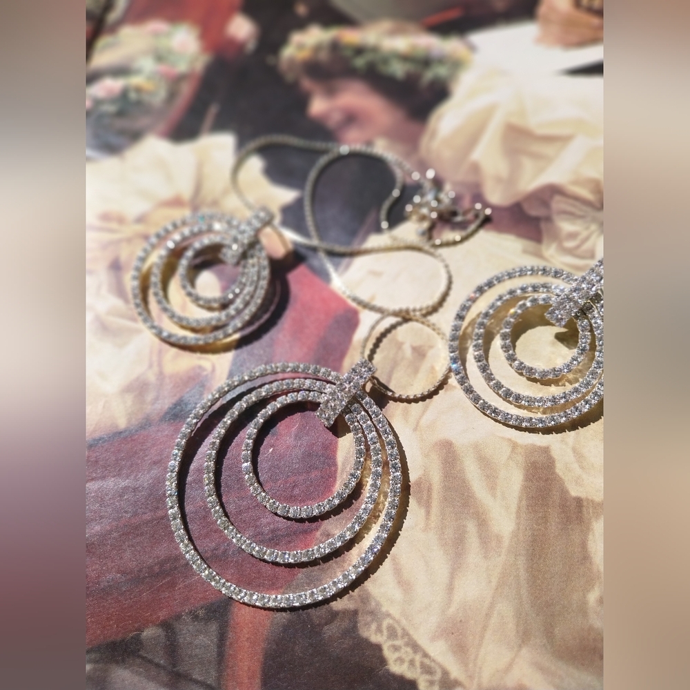 Silver Pendant Necklace and Earring Set - Picture 6 of 10